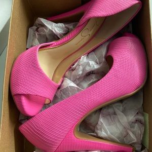 Hot pink peep toe heels